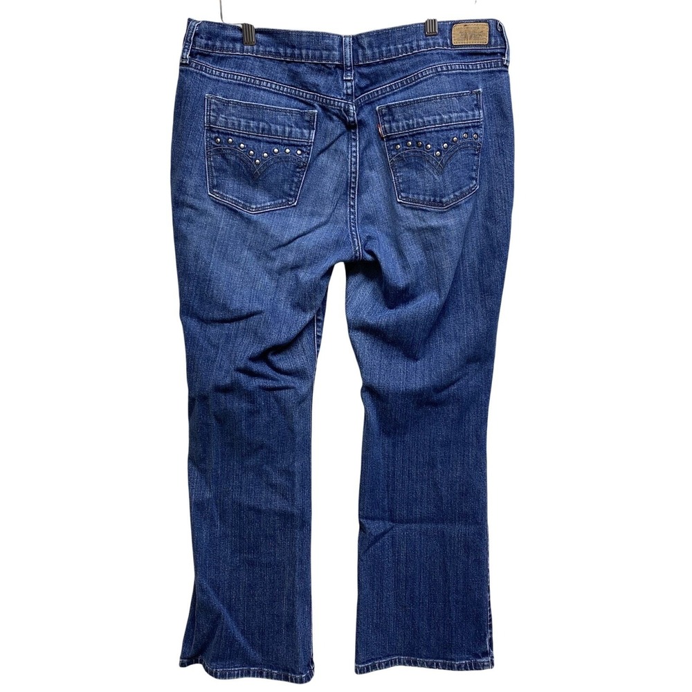Levis 515 Bootcut Jeans Womens Size 14 SC Blue Denim Mid Rise Bling Pockets